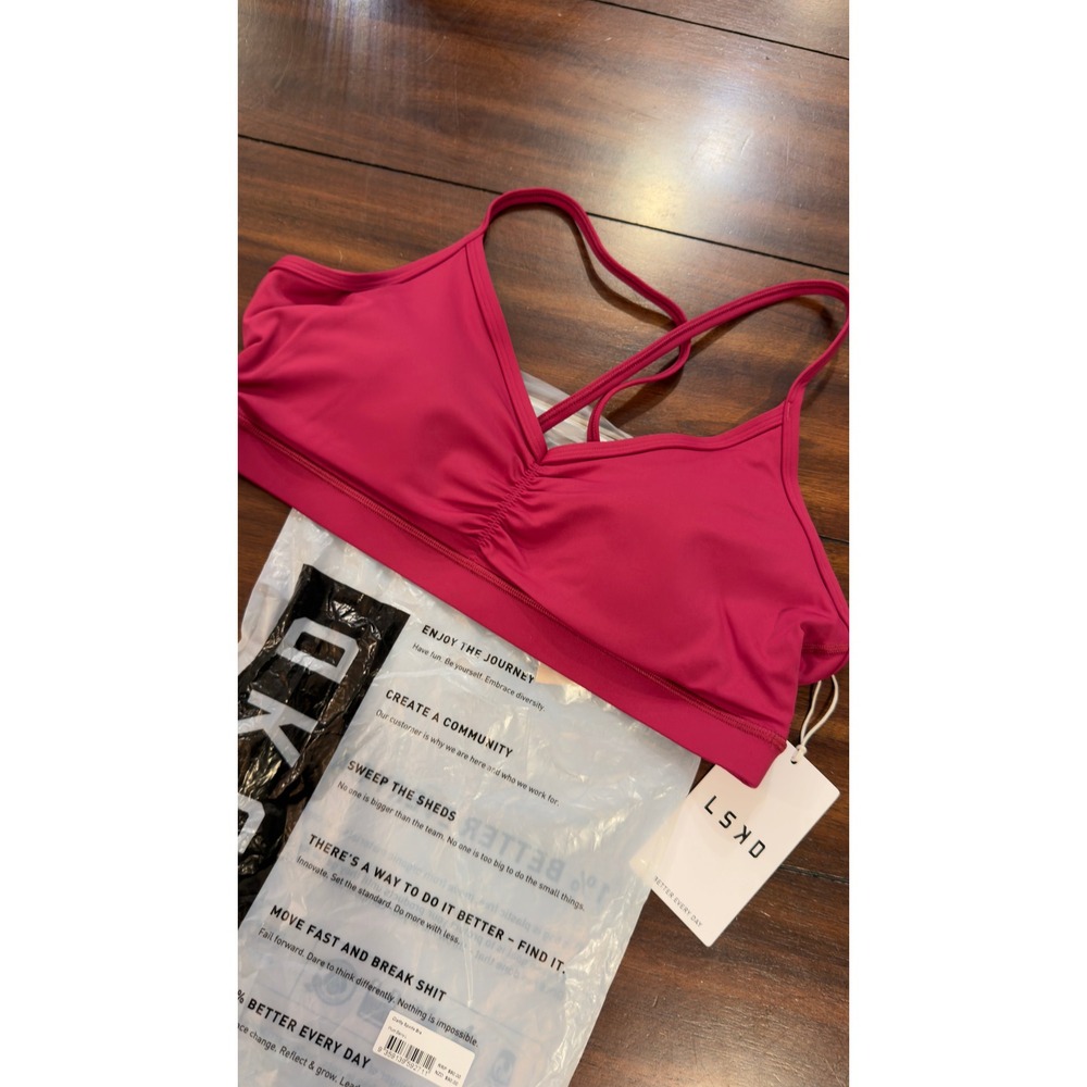 LSKD Clarity Sports Bra Plum Berry Ruched Women's Large NWT NEW - Picture 13 of 16